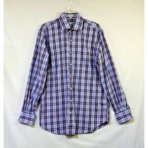 Peter Millar Mens Large Plaid Button Up Shirt Long Sleeve 100% Cotton
